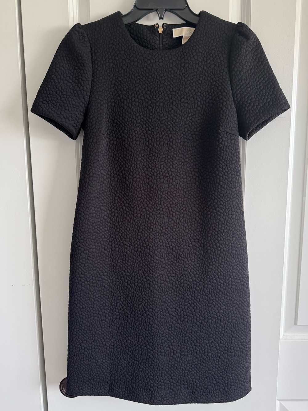 Michael Kors Black Textured Short Sleeve Mini Dress